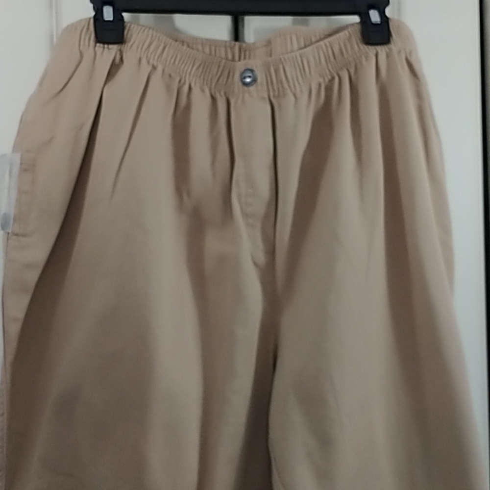 Woman Within Elastic Waist Pull On Khaki Pants 22W Petite - Picture 2 of 9